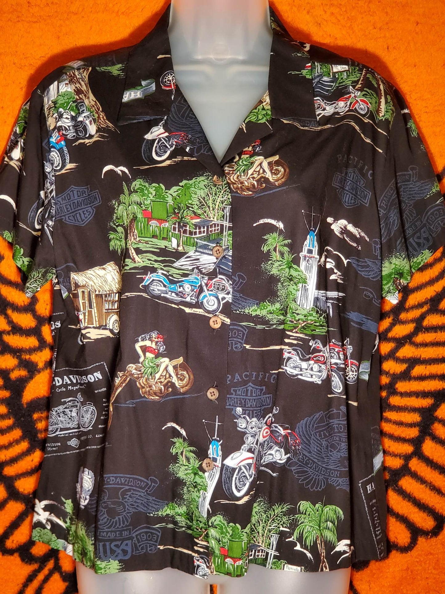 Harley Davidson button up shirt, men's size large