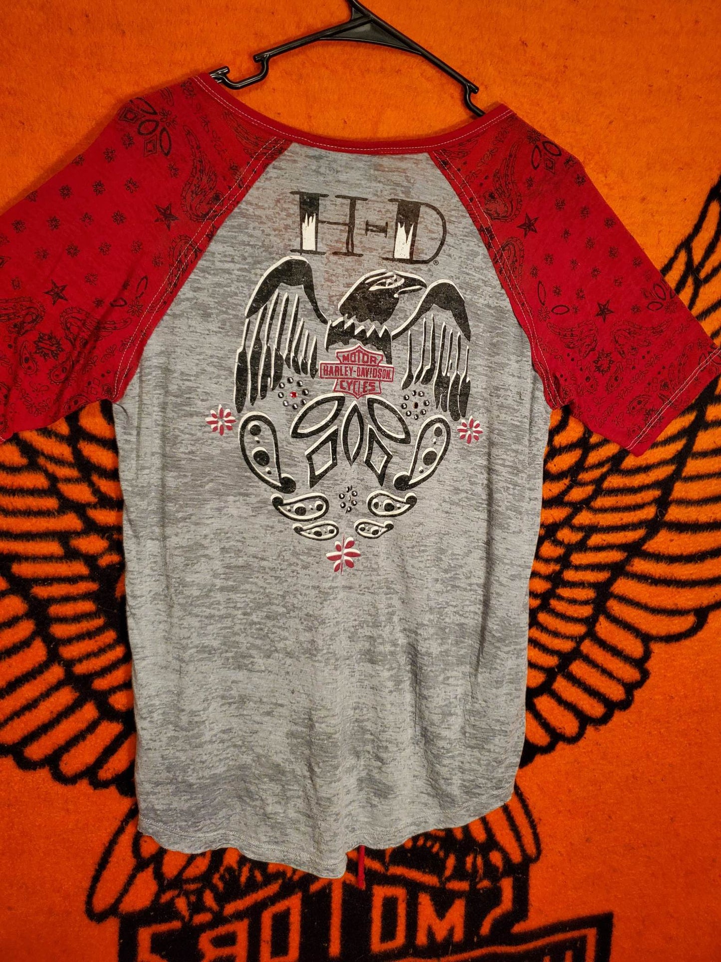 HD super cute short sleeve, bling and lace up tshirt, women's size large