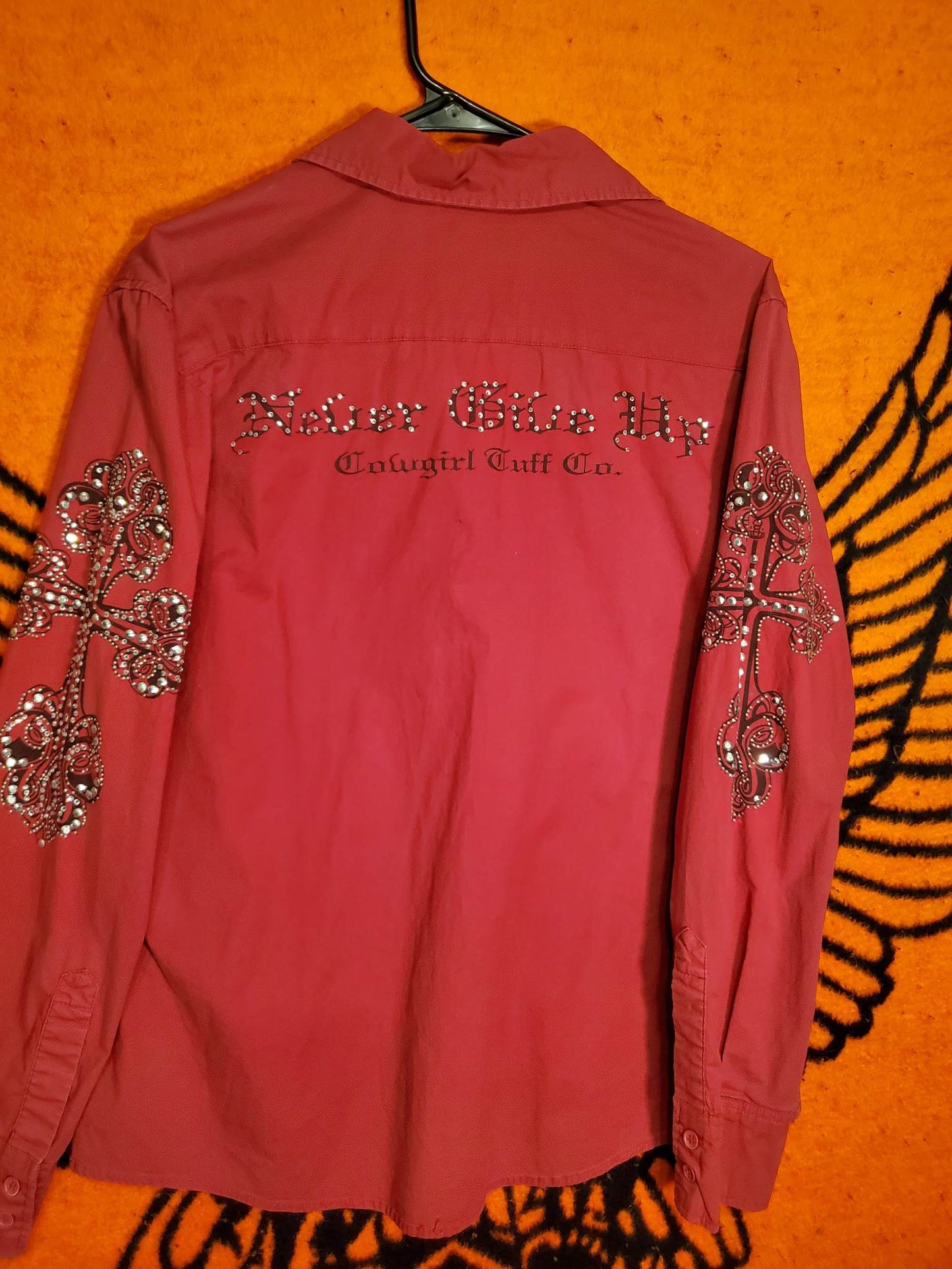 Cowgirl Tuff super blingy and super cute long sleeve shirt, women's size medium