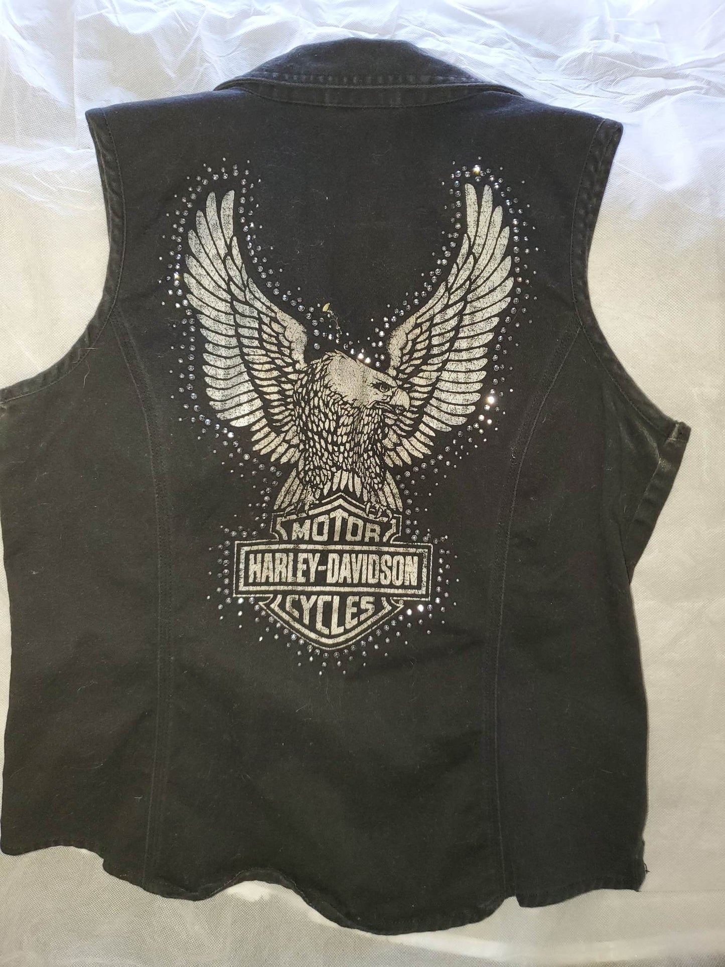 Harley Davidson Zip up vest with bling womens size large