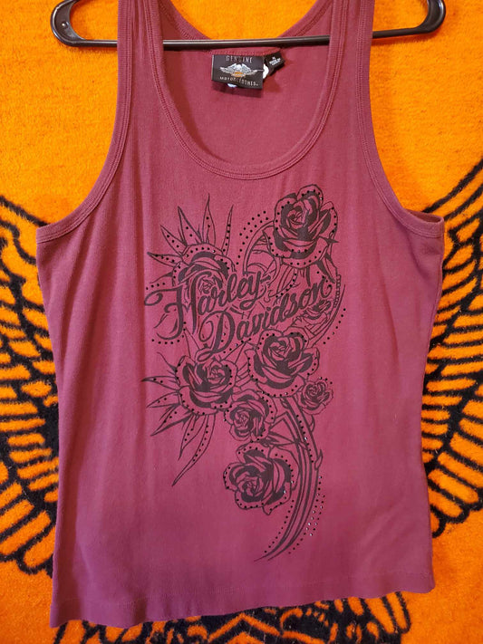 HD Bling tank with roses, size XL