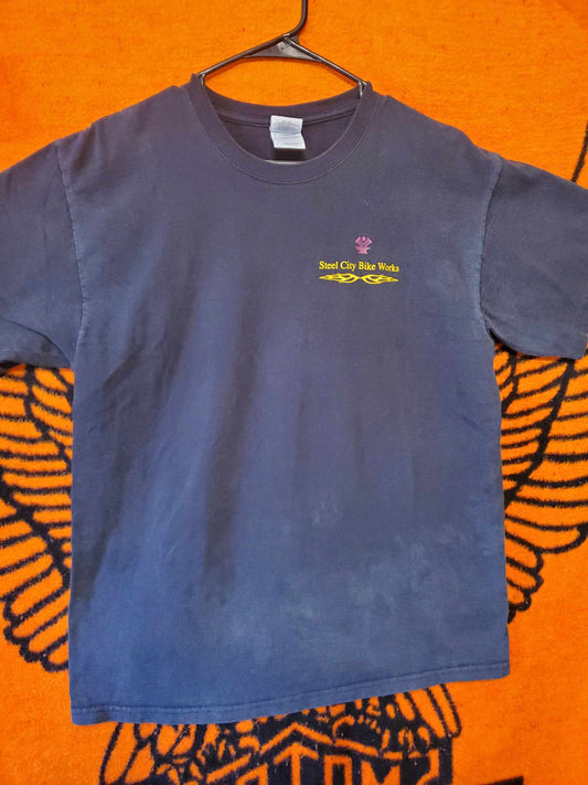 Steel City Bike Works t-shirt, faded. Men's size Large