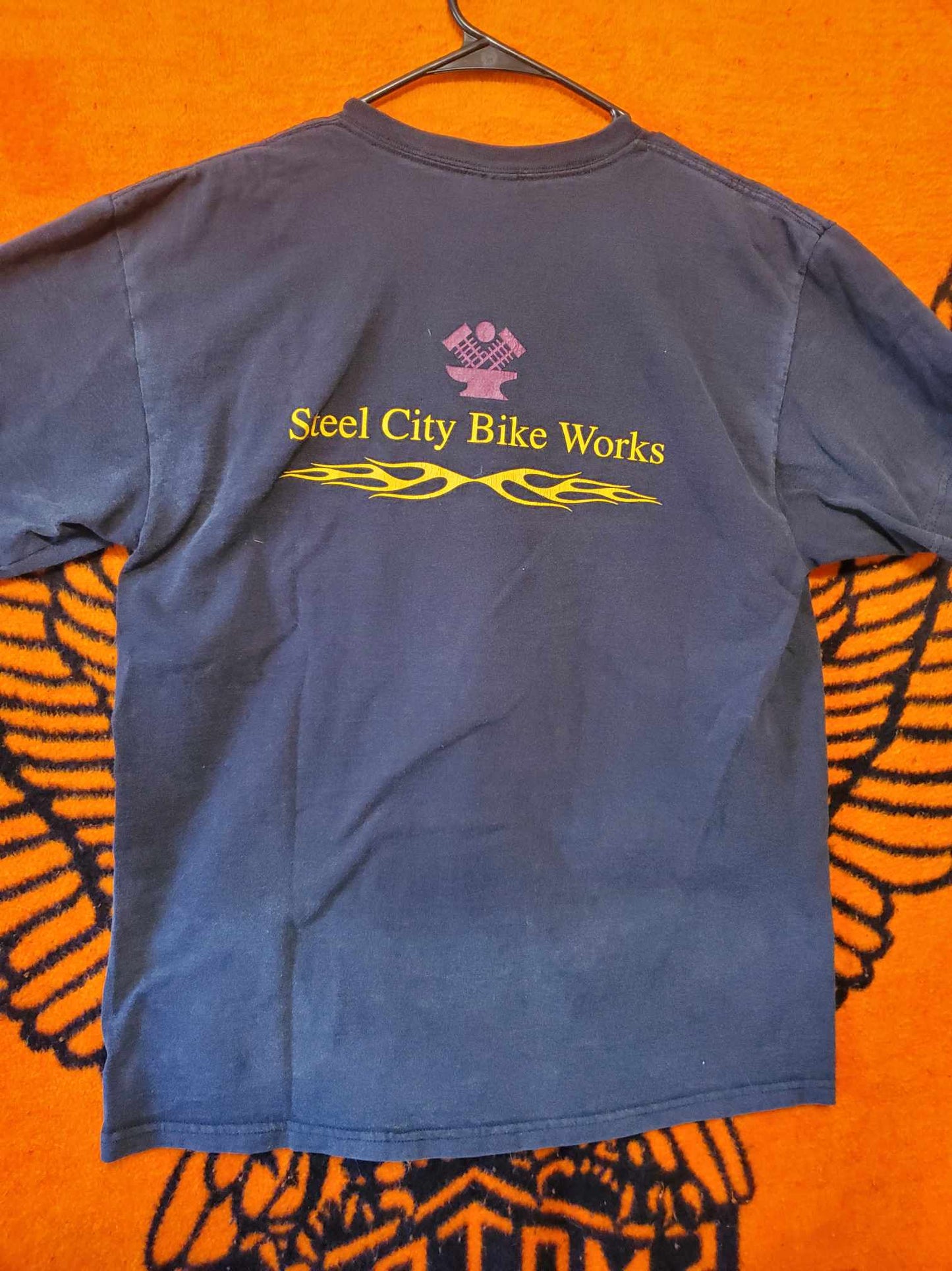 Steel City Bike Works t-shirt, faded. Men's size Large