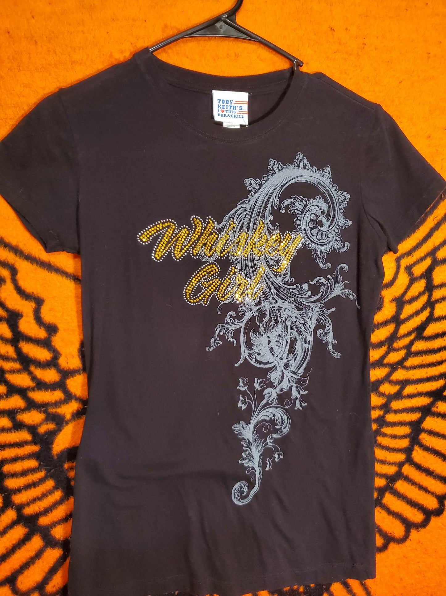 "Whiskey Girl" BLING short sleeve tshirt, womens size medium