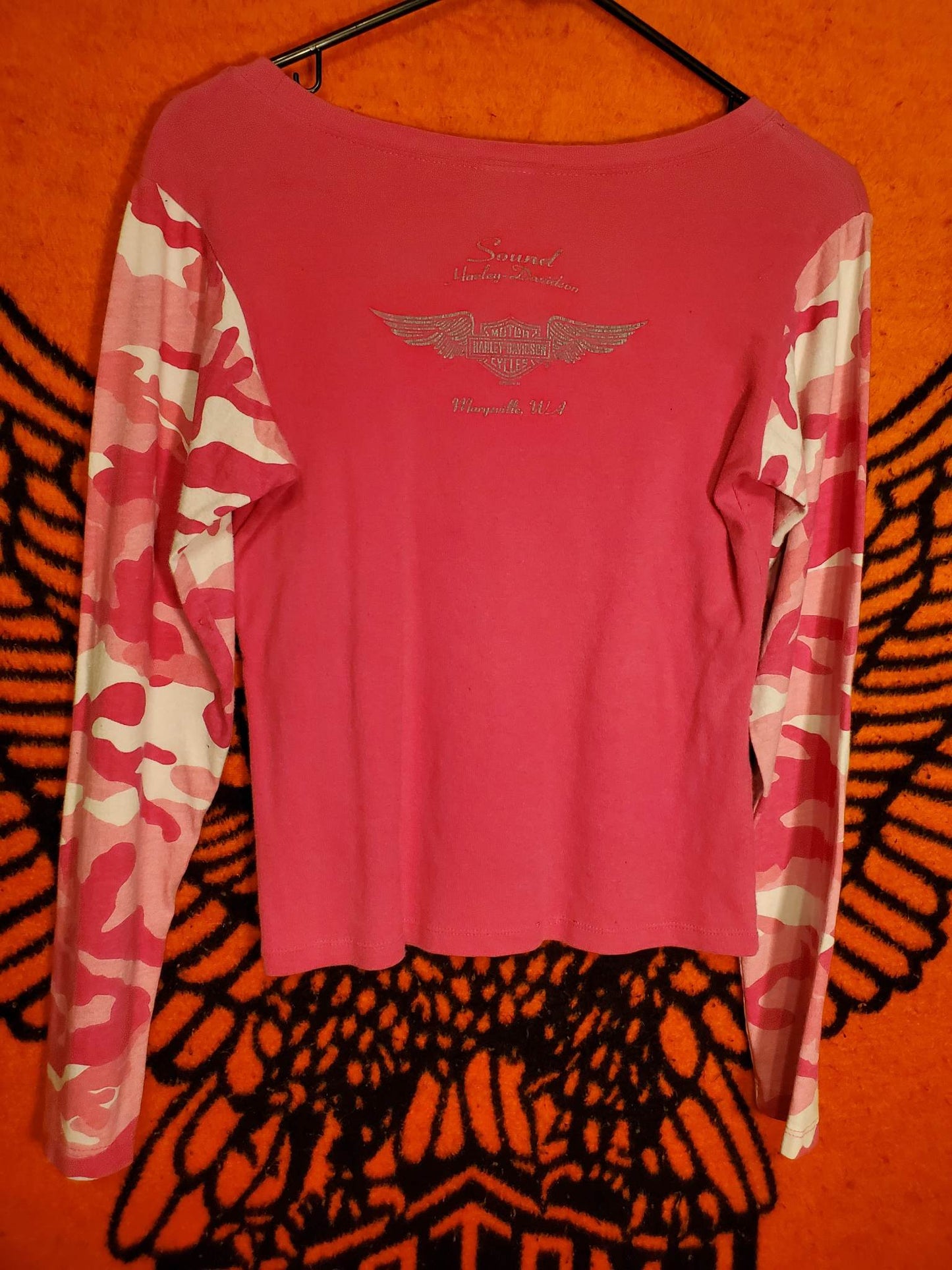 HD Pink/pink camo long sleeve shirt, women's size medium