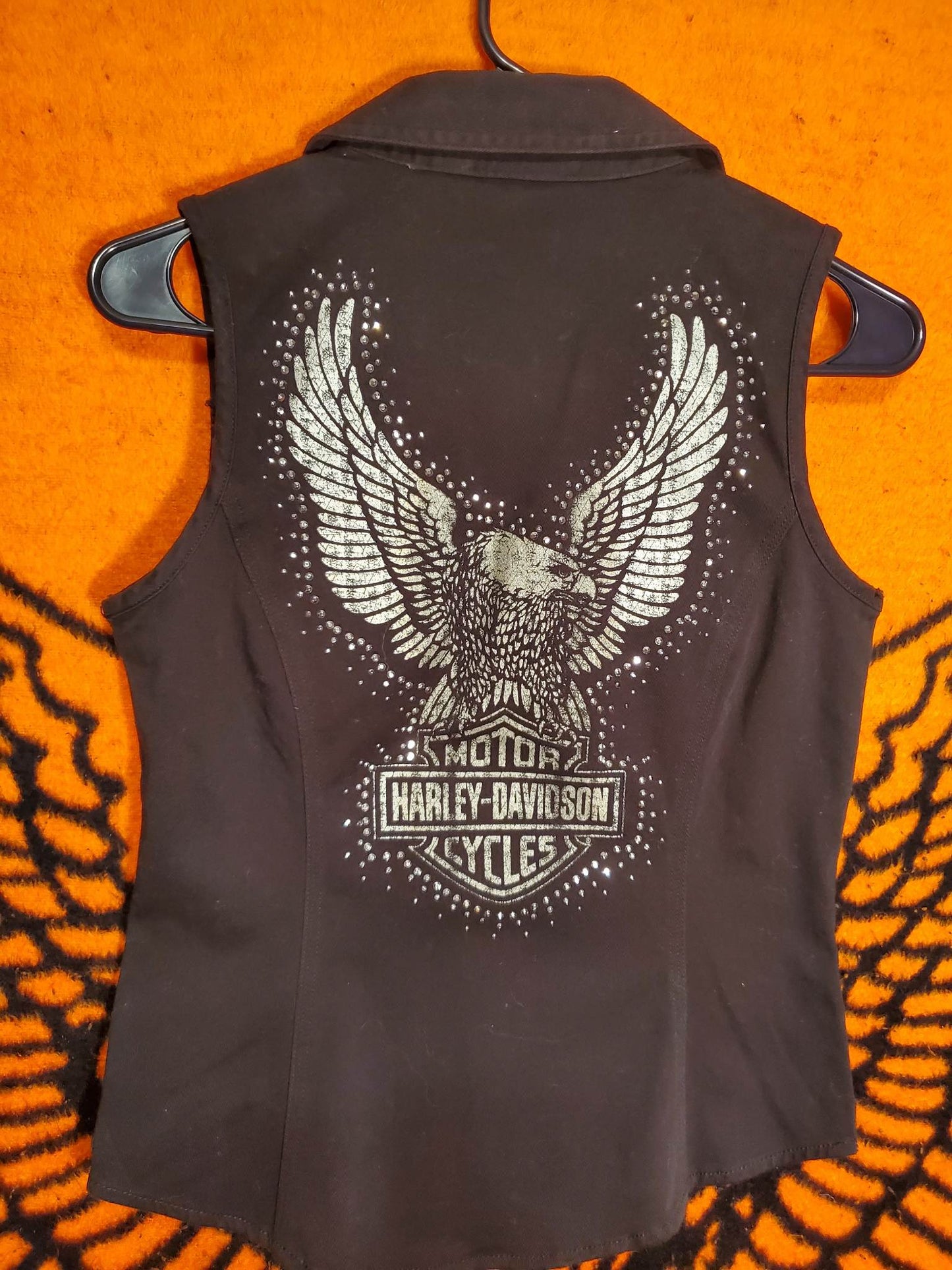 HD denim zip up vest with bling! NEW! Women's size small