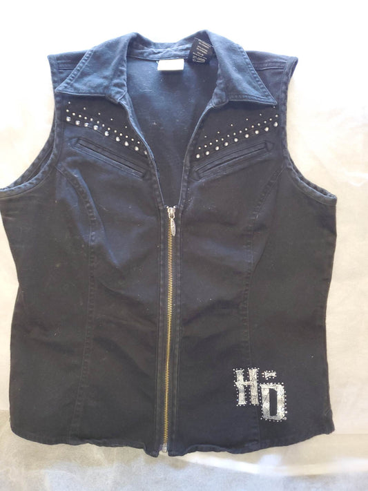 Harley Davidson Zip up vest with bling womens size large