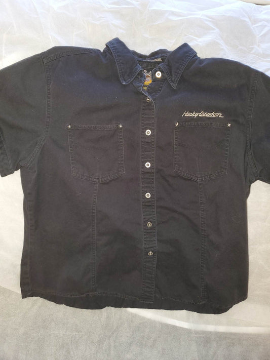 Harley Davidson Short Sleeve Button Up womens size XL